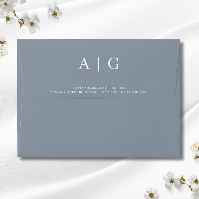 Dusty Blue Wedding 5x7 Envelope (Dusty Blue Wedding Envelope)
