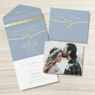 Dusty Blue Wedding All-In-One Invitation