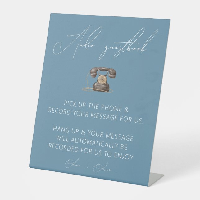 Dusty blue Wedding audio guestbook sign (Front)
