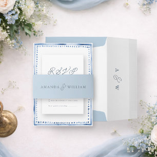 Dusty Blue Wedding  Belly Band  Invitation Belly Band