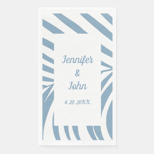 Dusty Blue Wedding Bridal Shower Tropical Palm  Napkin (Front)