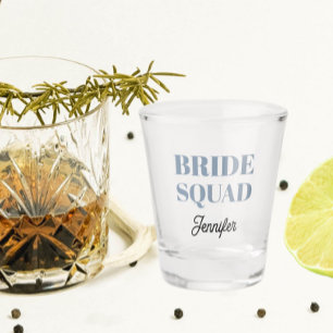 Dusty Blue Wedding Bride Squad Personalized Shot Glass
