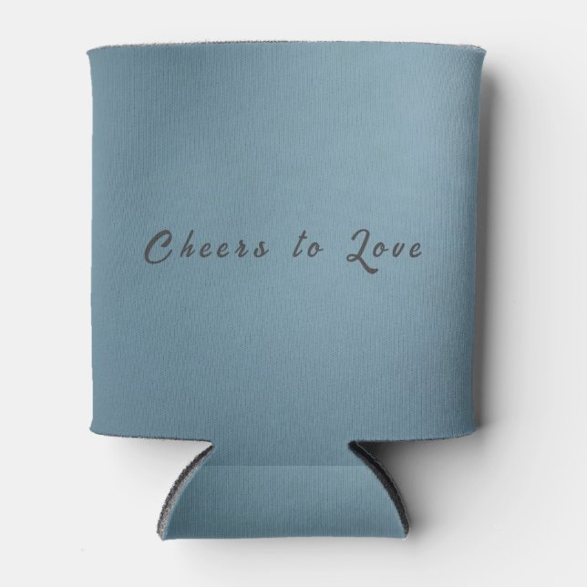Dusty Blue Wedding Can Cooler (Front)