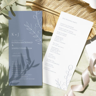 Dusty Blue Wedding Ceremony Minimalist Elegant Programme