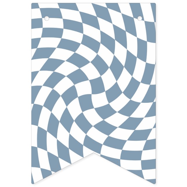 Dusty Blue Wedding Collection Check Chequered    Bunting (First Flag)