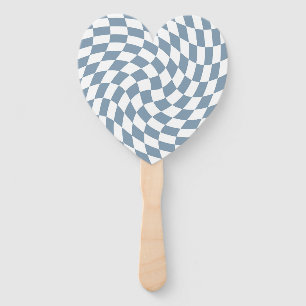 Dusty Blue Wedding Collection Check Chequered  Hand Fan