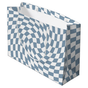 Dusty Blue Wedding Collection Check Chequered Large Gift Bag