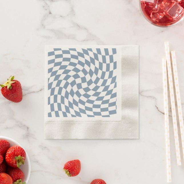 Dusty Blue Wedding Collection Check Chequered   Napkin (Insitu)