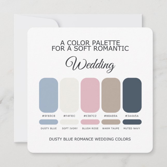 Dusty Blue Wedding Colour Palette Romantic Wedding Invitation (Front)
