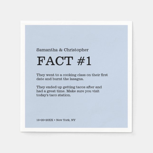 Dusty Blue Wedding Custom Fact Napkins (Front)