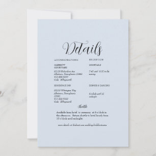 Dusty Blue Wedding Detail Invitation