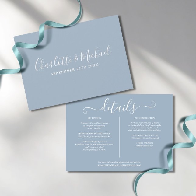 Dusty Blue Wedding Details Information Invitation (Creator Uploaded)