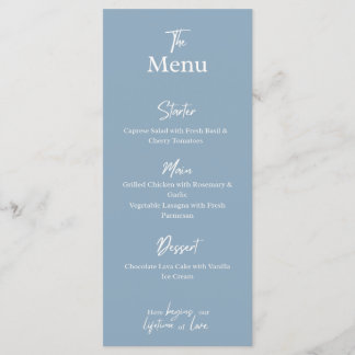 Dusty blue Wedding Dinner party Menu Card