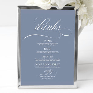 Dusty Blue  Wedding Drinks Bar Menu Sign