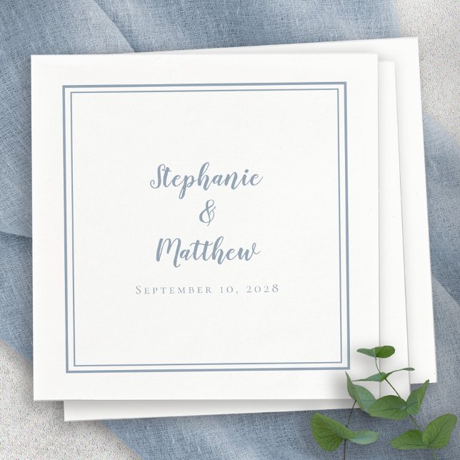 Dusty Blue Wedding Elegant Simple Modern Reception Napkin (Dusty Blue Wedding Elegant Simple Modern Reception Napkins)