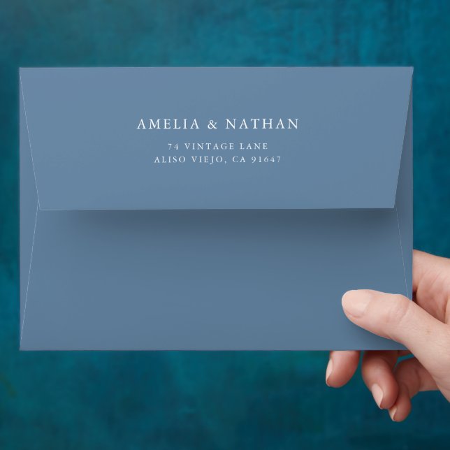 Dusty Blue Wedding Envelope (Hand)