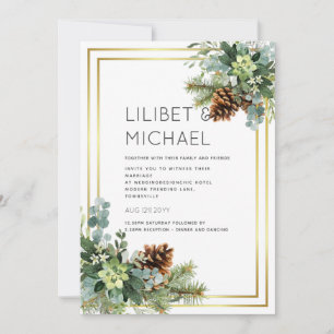 Dusty Blue Wedding Eucalyptus Greenery Budget Invitation