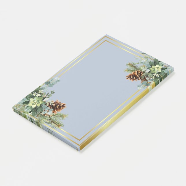 Dusty Blue Wedding Eucalyptus Greenery Budget Post-it Notes (Angled)