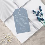 Dusty Blue Wedding Favour Welcome Basket Bag Gift Tags<br><div class="desc">Featuring signature style names,  this elegant dusty blue and white tag can be personalised with your special thank you information. Designed by Thisisnotme©</div>