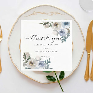 Dusty Blue Wedding Floral Elegant Script Rustic  Napkin