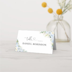 Dusty Blue Wedding Folded Place Card