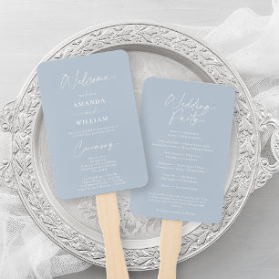 Dusty Blue Wedding Hand Fan