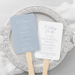 Dusty Blue Wedding Hand Fan
