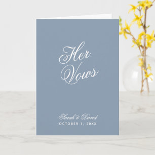 Dusty Blue Wedding Her Vows Book Bride Simple Card