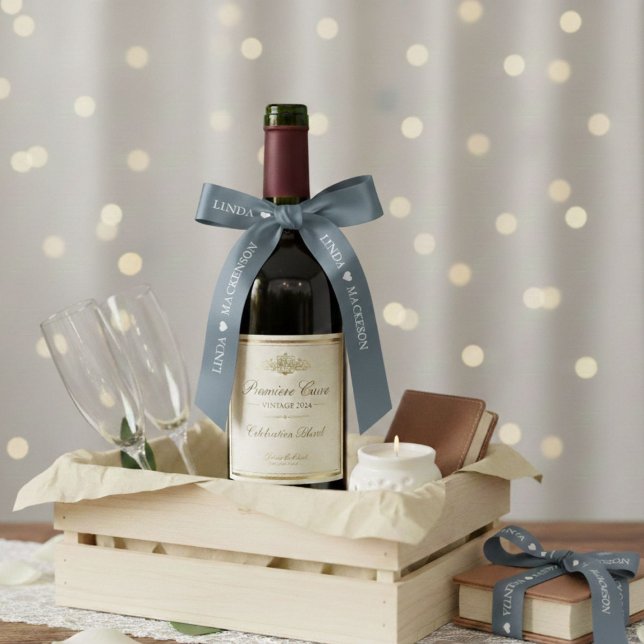 Dusty Blue wedding initial Couple name Satin Ribbon (Creator Uploaded)