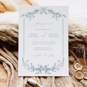 Dusty Blue Wedding Invitation Announcement Card