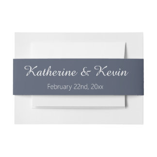 Dusty Blue Wedding Invitation Belly Band