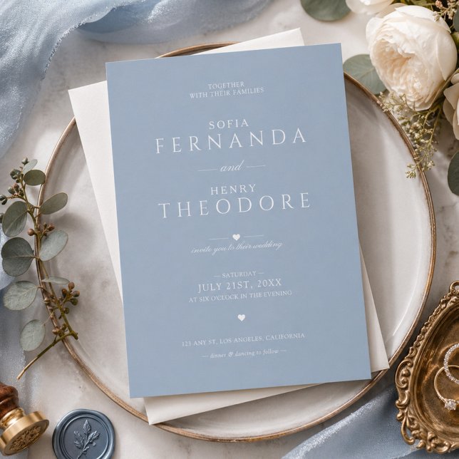 Dusty Blue Wedding Invitation Minimalist Elegant (Creator Uploaded)