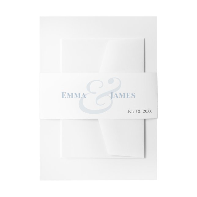 Dusty Blue Wedding Invitation Names & Monogram |  Belly Band (Front Example)