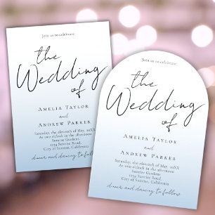 Dusty Blue Wedding Invitation Photo QR Code