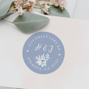 Dusty Blue Wedding Invitation Return Address Label