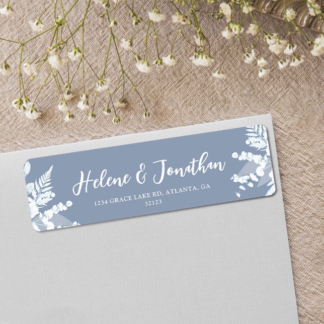 Dusty Blue Wedding Invitation Return Address Label (Creator Uploaded)