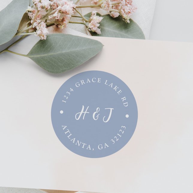 Dusty Blue Wedding Invitation Return Address Label (Creator Uploaded)