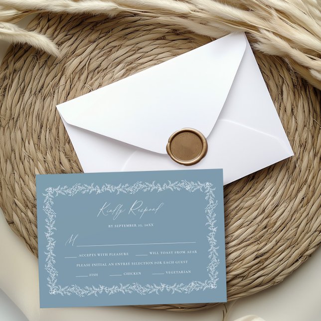 Dusty Blue Wedding Invitation RSVP Response Card (Creator Uploaded)