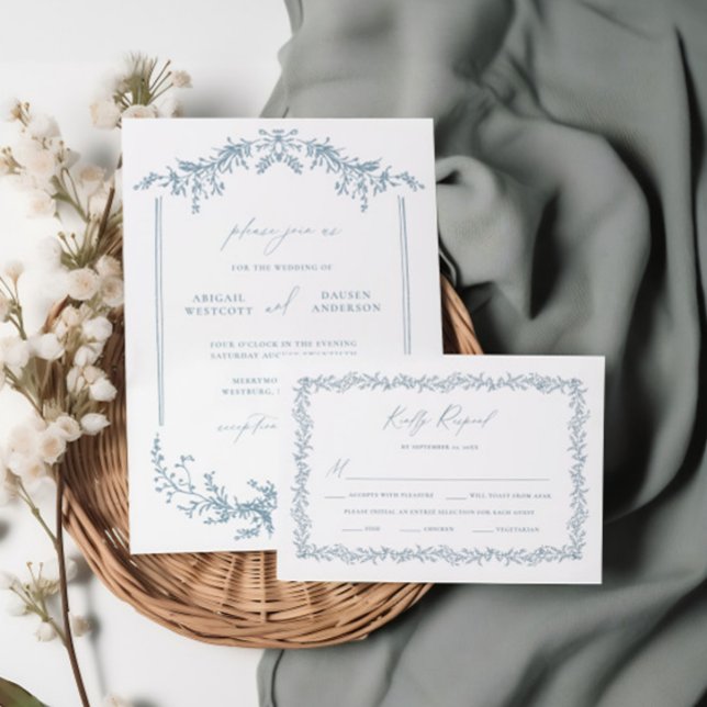 Dusty Blue Wedding Invitation RSVP Response Card (Creator Uploaded)