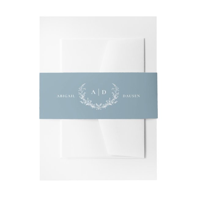 Dusty Blue Wedding Invitation Suite Belly Band Invitation Belly Band (Front Example)