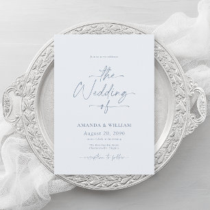 Dusty Blue Wedding Invitation with QR Code