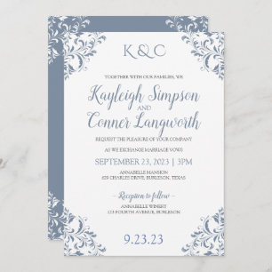 Dusty Blue Wedding Invitations Elegant & Vintage