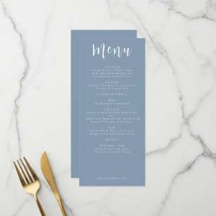 Dusty Blue Wedding Menu Elegant Reception Dinner