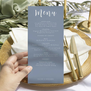 Dusty Blue Wedding Menu Elegant Reception Dinner
