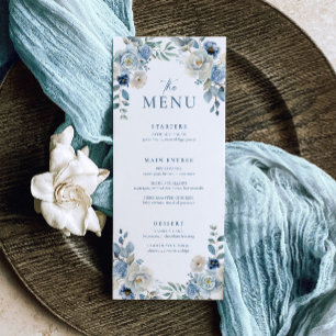 Dusty Blue Wedding Menu Floral Wedding Dinner Menu