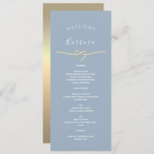 Dusty Blue Wedding Menu with Guest Name