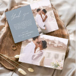 Dusty Blue Wedding Minimalist Thank You Cards<br><div class="desc">Budget Wedding Thank You Cards that have a photo on the front and back. The Thank you cards contain a modern hand lettered cursive script typography that are elegant,  simple and modern to use after you wedding day celebration.</div>