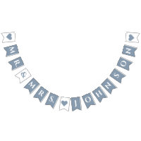 Dusty Blue Wedding Mr. & Mrs. 7 Letter Name Hearts