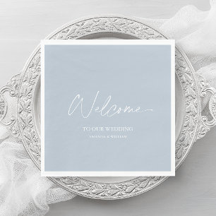 Dusty Blue Wedding Napkin – Welcome