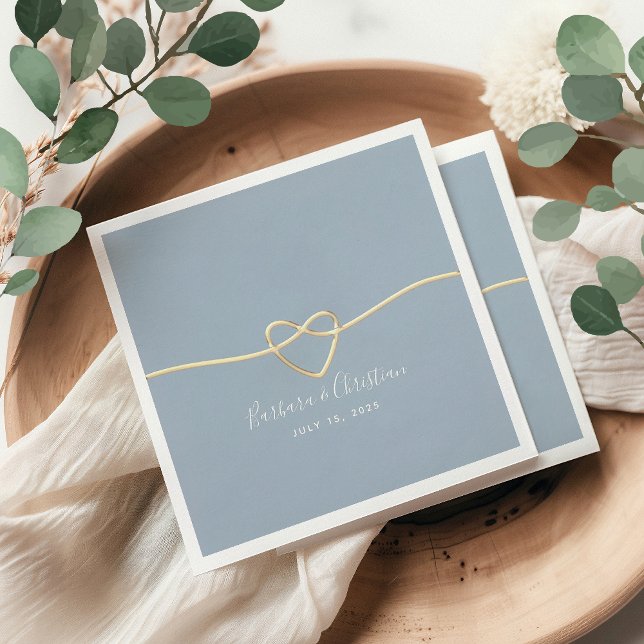 Dusty Blue Wedding Napkins with Rope Heart (Creator Uploaded)